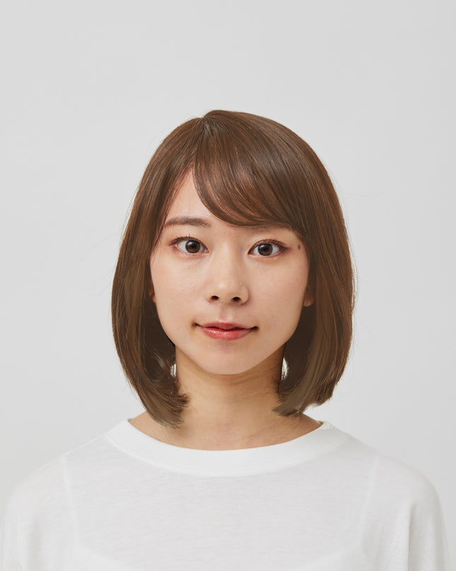 ボブ　毛先ワンカールストレート　ライトブラウン